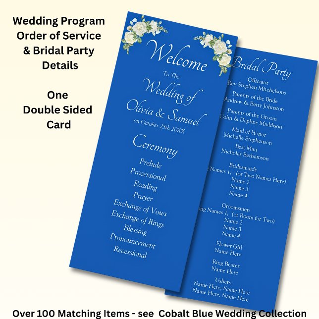 Welcome to Wedding Ceremony, Cobalt Blue White  Programme (Creator Uploaded)