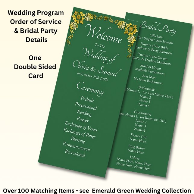 Welcome to Wedding Ceremony, Emerald Green & Gold Programme (Creator Uploaded)