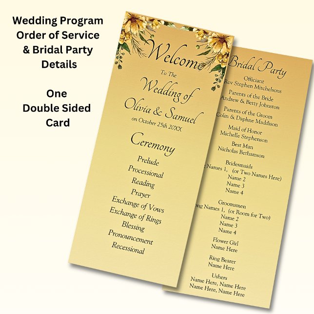 Welcome to Wedding Ceremony, Golden Yellow Flowers Programme (Creator Uploaded)