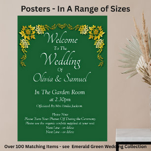 Welcome to  Wedding Emerald Green & Gold Poster