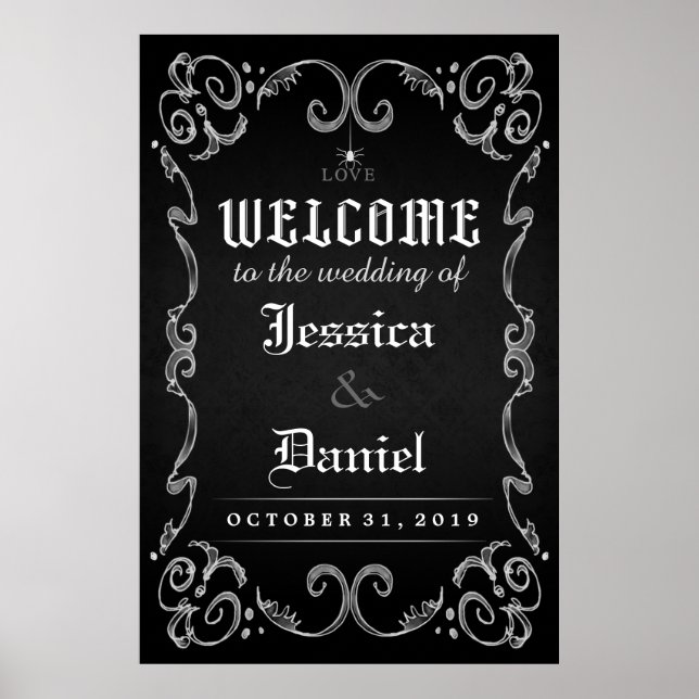 Welcome to Wedding Halloween Spider Poster Sign (Front)