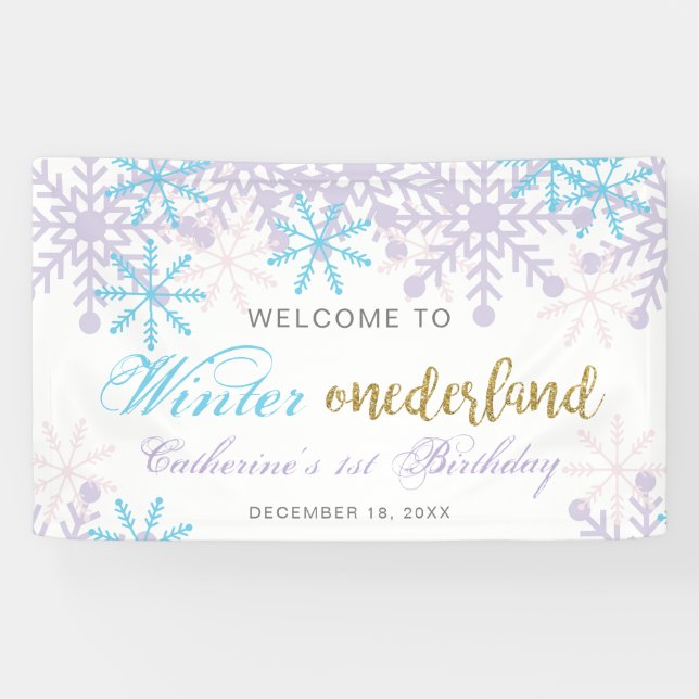 Welcome to Winter Onederland 1st Birthday Snow Banner (Horizontal)