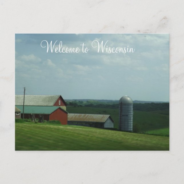 Welcome to Wisconsin Farming Photograph Postcard (Front)