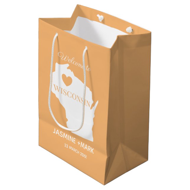 Welcome to Wisconsin personalise wedding custom Medium Gift Bag (Front Angled)