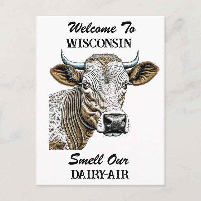 Welcome to Wisconsin, Smell our Dairy Air Postcard (Front)