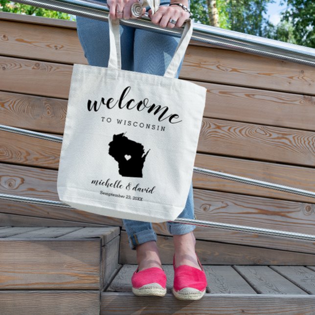 Welcome to Wisconsin | State Silhouette Wedding Tote Bag (Creator Uploaded)