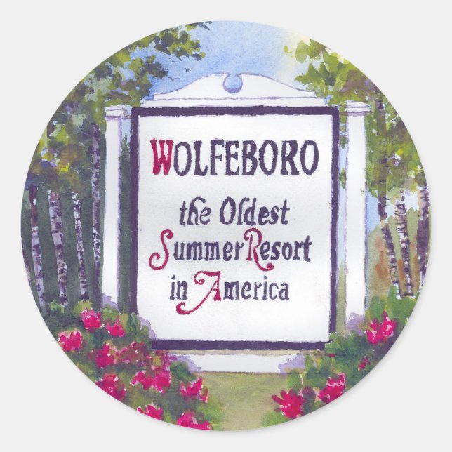 Welcome to Wolfeboro NH Sign Classic Round Sticker (Front)