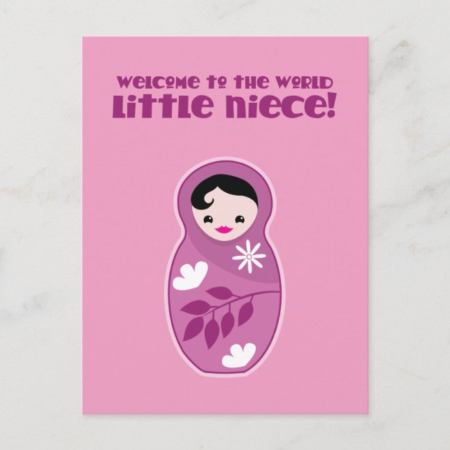 Welcome to world little niece babushka Doll cute Postcard (Front)