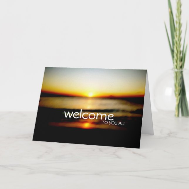 Welcome To You All Beach Sunrise Wedding Thank You Card (Front)