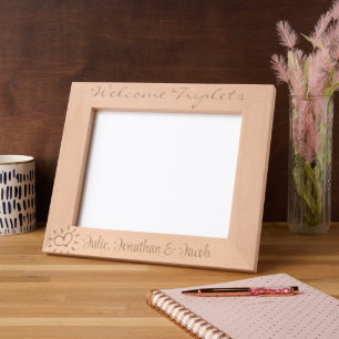 Welcome Triplets, Custom, Triplet Gift, 10x8",  Etched Frames
