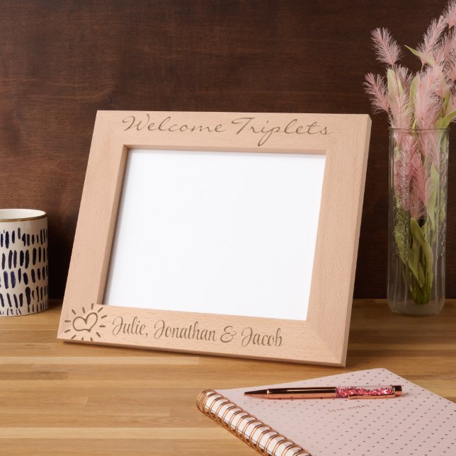 Welcome Triplets, Custom, Triplet Gift, 10x8",  Etched Frames (Left)