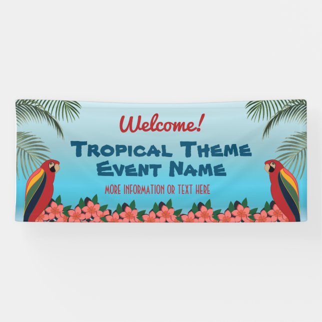 Welcome Tropical Theme Event with Parrots  Banner (Horizontal)