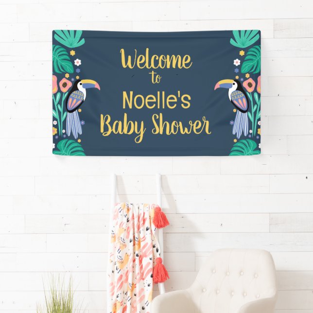 Welcome! Tropical Toucan Bird Baby Shower Banner (Insitu)