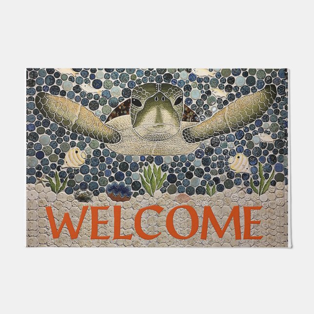 Welcome Turtle Doormat, Cute Turtle Doormat (Front)