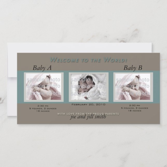 Welcome Twins Announcement (Front)