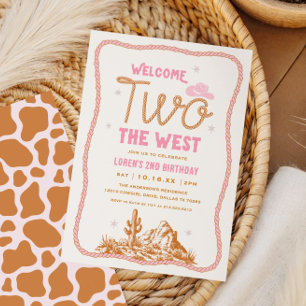 Welcome Two The West Cowgirl 2nd Birthday Invitation