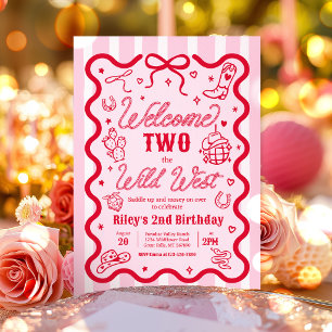 Welcome Two The Wild West Cowgirl 2nd Birthday Invitation