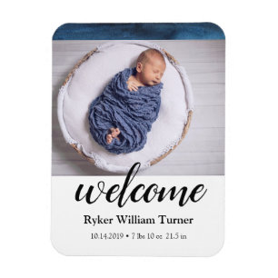 Welcome Watercolor Birth Announcement Magnet