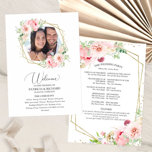 Welcome Wedding Ceremony Program Blush Floral Programme (Creator Uploaded)