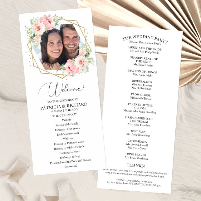 Welcome Wedding Ceremony Program Greenery 4x9 Programme (Creator Uploaded)
