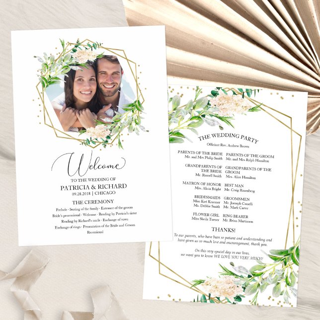 Welcome Wedding Ceremony Program Greenery Programme (Creator Uploaded)