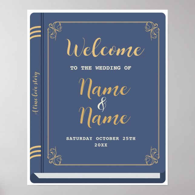 Welcome Wedding Library Sign Author Love Story (Front)