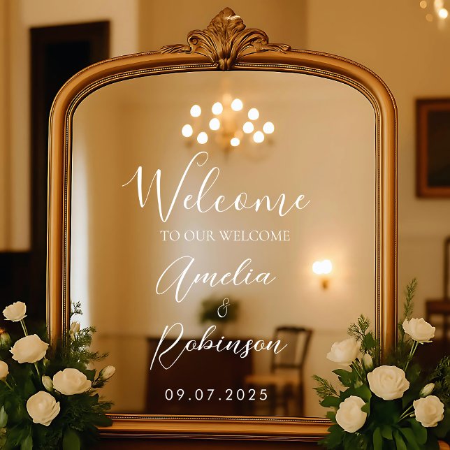 Welcome Wedding Mirror Sign Vinyl Lettering Elegan (Creator Uploaded)