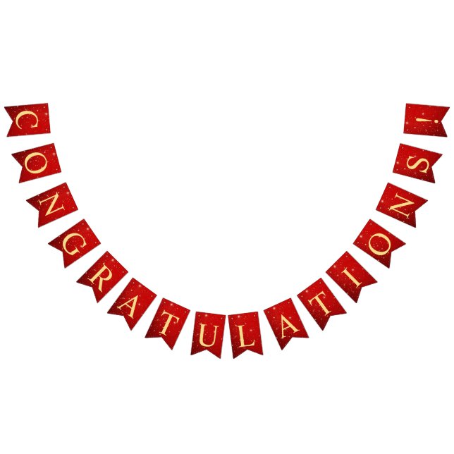 Welcome Wedding Party Golden Bird Hearts Red Shiny Bunting (All)