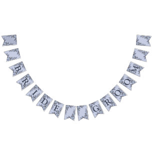 Welcome Wedding Party Navy Blue Grey Decor Modern Bunting
