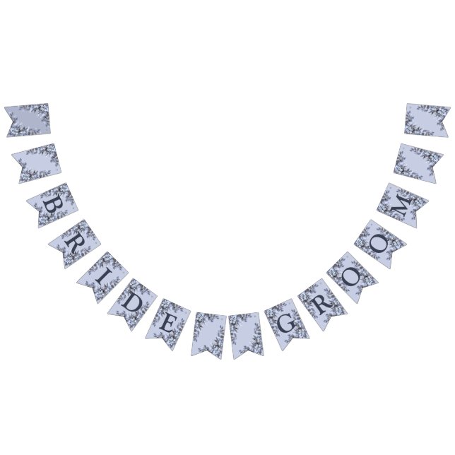 Welcome Wedding Party Navy Blue Grey Decor Modern Bunting (All)