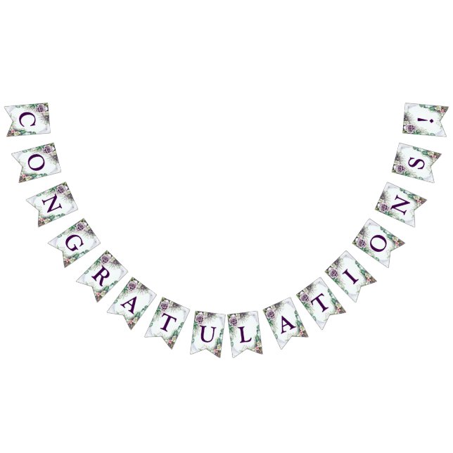 Welcome Wedding Party Purple Floral Green Foliage Bunting (All)