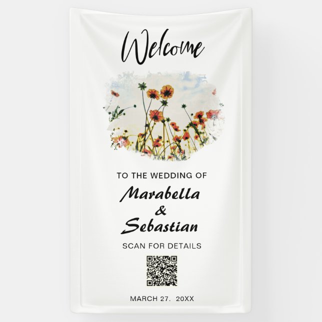 *~* WELCOME Wedding Poppy Floral AR9 Banner (Vertical)