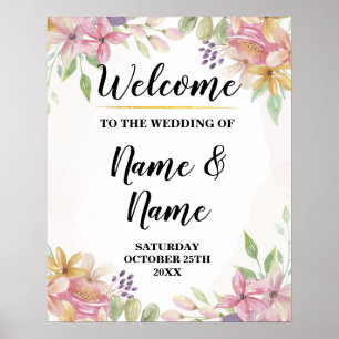 Welcome Wedding Poster Watercolor Floral Poster