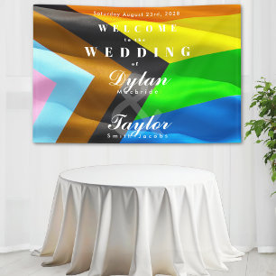 Welcome Wedding Pride Flag Typography Banner