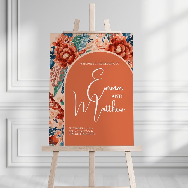 Welcome Wedding Sign | Boho Terracotta Floral  (Creator Uploaded)