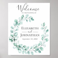 Welcome Wedding Sign Eucalyptus Greenery Wreath
