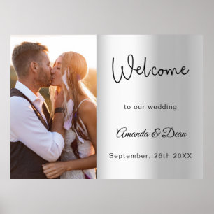 Welcome wedding sign silver photo script