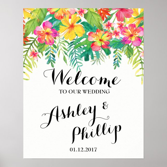 Welcome Wedding Sign Tropical (Front)