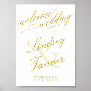 Welcome Wedding Sign with Elegant Gold Script