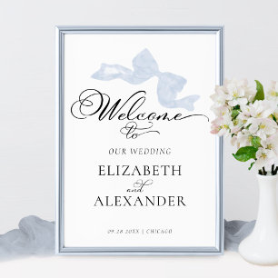 Welcome Wedding Signs   Blue Bow Calligraphy