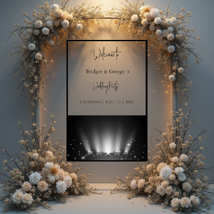 welcome wedding spotlight abstract black & frosted acrylic sign