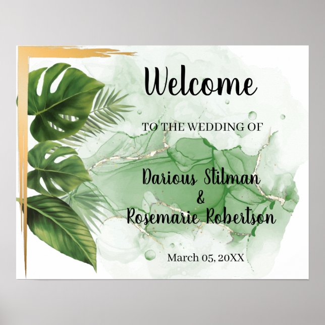 Welcome Wedding Tropical Palm Sign (Front)