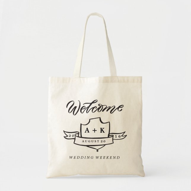WELCOME WEDDING WEEKEND MONOGRAM wedding day tote (Front)