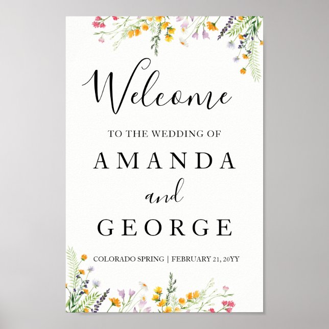 Welcome Wedding wildflowers spring sign (Front)