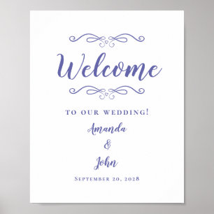 Welcome Weddings Elegant Calligraphy Periwinkle Poster
