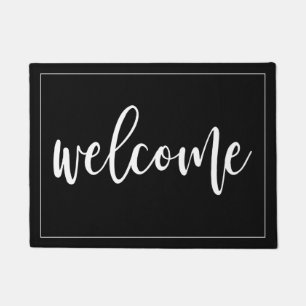 Welcome White Script Doormat