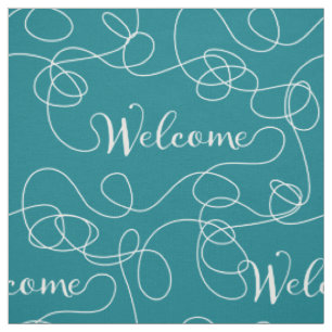 WELCOME white seamless pattern with LINES Fabric