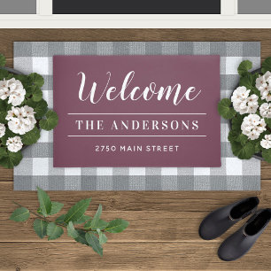 Welcome Wine Red Personalised Family Name Doormat
