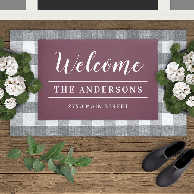 Welcome Wine Red Personalised Family Name Doormat (Creator Uploaded)