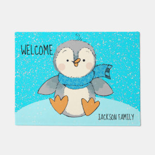 Welcome Winter Penguin Custom Doormat